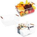 LeleCAT Large white wire baskets with Wooden Handles for storage pantry, Storage Organizer Baskets, Household Refrigerator for Cabinets, Closets, Bedrooms, kitchen - Set of 3 White
