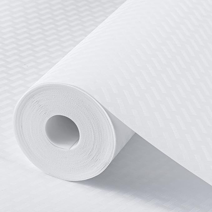 Shelf Liners for Kitchen Cabinets Refrigerator Liners Waterproof Kitchen Cupboard Liner Non-Slip Drawer Mats EVA Material Non Adhesive Fridge Liner for Shelves - White 11.8 x 236.2 Inches x 2 Rolls