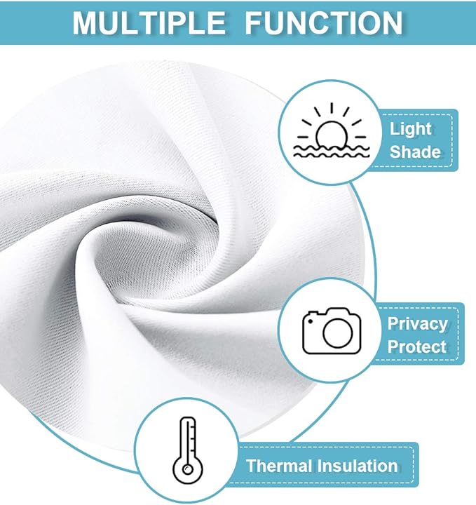 RYB HOME Room Darkening Thermal Insulated Curtains 50% Light Block Curtains Windows Dressing Privacy Protect for Bathroom Kids Nursery, Wide 42 x Long 54 inch, Pure White, 1 Pair