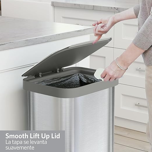 Glad Stainless Steel Step Trash Can, Series 2 with Clorox Protection - Large Metal Kitchen Garbage Bin with Soft Close Lid, Foot Pedal and Waste Bag Roll Holder, 20 Gallon