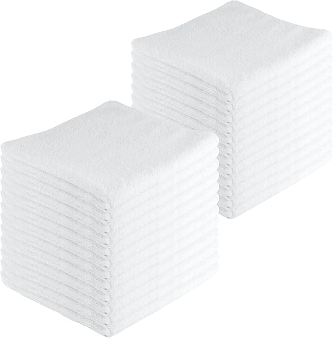 Microfiber Cleaning Cloths,24 Pack, 16"x16", All-Purpose, Softer, Highly Absorbent, Lint-Free, Reusable, Washable Pro Towels, White, for House, Kitchen, Bathroom, Car, Office