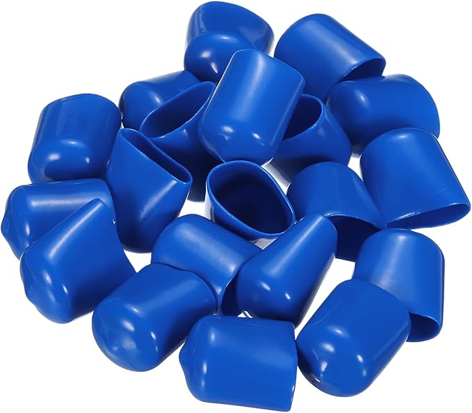 uxcell 20pcs Rubber End Caps 17mm ID Vinyl PVC Round Tube Bolt Cap Cover Screw Thread Protectors Blue