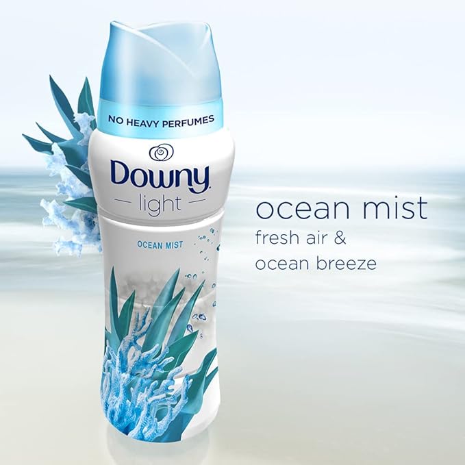 Downy Light Laundry Scent Booster Beads for Washer, Ocean Mist, 18.2 oz, with No Heavy Perfumes