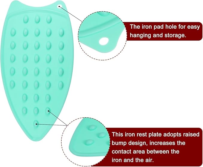 HARFINGTON Silicone Iron Rest Pad, Multipurpose Iron Hot Resistant Mat Iron Rest Plate for Ironing Board Hot Heat Resistant Steam Compact Mat, Turquoise
