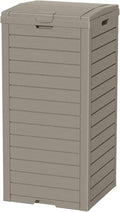 Outdoor Trash Can Waterproof Resin Garbage Bin, 31 Gallon with Tiered Lid and Drip Tray, for Patio, Backyard
