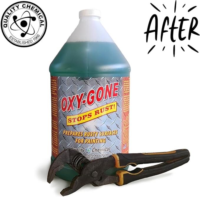 Quality Chemical Oxy-Gone Rust Remover and Metal Treatment - Rust Reformer, Rust Remover, Metal Rust Remover, Rust Neutralizer for Metal, Rust Converter, Remover, Rust Remover - 128 oz (COMBO)