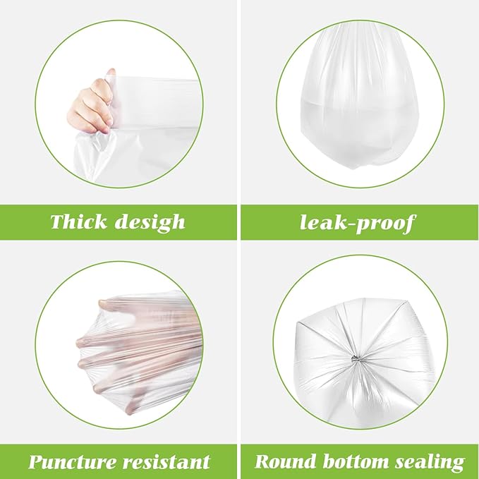 2.6 Gallon 220 Counts Strong Trash Bags Garbage Bags by Teivio, Bathroom Trash Can Bin Liners, Small Plastic Bags for home office kitchen,fit 10 Liter, 2,2.5,3 Gal, Clear
