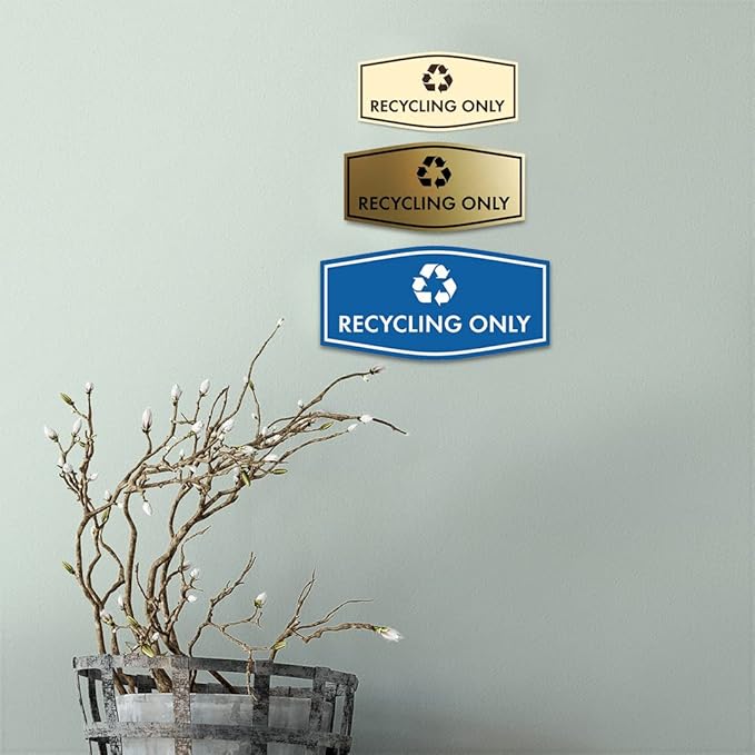 Fancy Recycling Only Sign (Navy Blue/Gold) - Medium