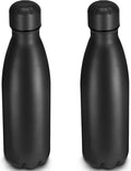 25oz Cola-Bottle Shaped Stainless Steel Leak-proof Water Bottle,Double Wall Vacuum Insulated Metal,Travel Mug For Sports Indoors & Outdoors,BPA-Free School Kids Flasks,Black(2 Pack）