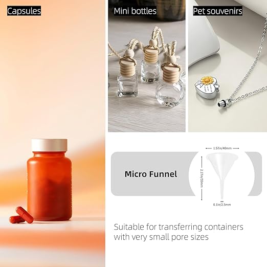 9 Pack Small Funnel Kit 3 Sizes w/Droppers for Kitchen Bottles, Essential Oils, Capsules & Pet Souvenirs