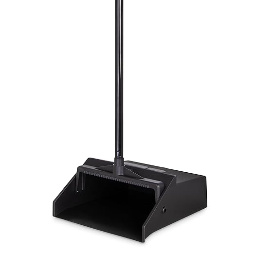 Carlisle FoodService Products Duo-Pan Upright Dust Pan with Serrated Yoke for Home, Restaurants, Kitchen, Lobby, And Office, Plastic, 30 Inches, Black