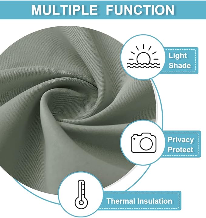 RYB HOME Bedroom Curtains Blackout - Light Block Energy Efficiency Small Window Treatment Drapes for Kitchen Dining Baby Nursery Morden Decor, W 42 x L 54 inch, Sea Green, 2 Panels