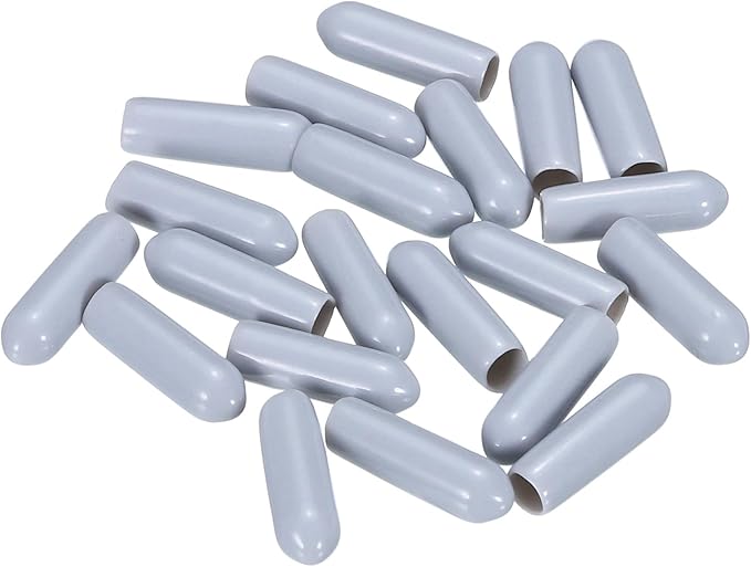 uxcell 20pcs Rubber End Caps 4mm ID Vinyl PVC Round Tube Bolt Cap Cover Screw Thread Protectors Grey