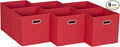 Household Essentials, Red 6 Pack Fabric Storage Bins with Handle