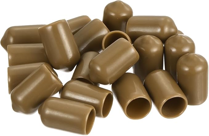 uxcell 20pcs Rubber End Caps 9mm(3/8") ID Vinyl PVC Round Tube Bolt Cap Cover Screw Thread Protectors Light Brown