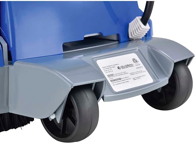 Global Industrial Mini Floor Scrubber With Floor Pads, 11" Cleaning Path, Dual Nylon Scrub Brushes, Cleans & Polishes Tile, Wood, Marble and other Hard Floors
