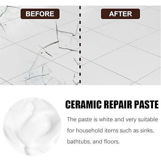 Tile and Ceramic Glaze Repair Paste,Ceramic Tile Crack Repair,Porcelain Sink Repair Kit,Tilegrout Repair,for Bathtub Tilefloors,Sinks, and Toilets (1PC)