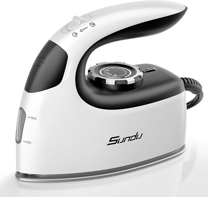 Sundu Mini Travel Iron with Steam,1000W Portable Non-Stick Soleplate Steam Small Iron for Quilting & Sewing,300 Microsteam Holes,90ml Water Tank,Lockable Safety Base,Digital Temperature Control