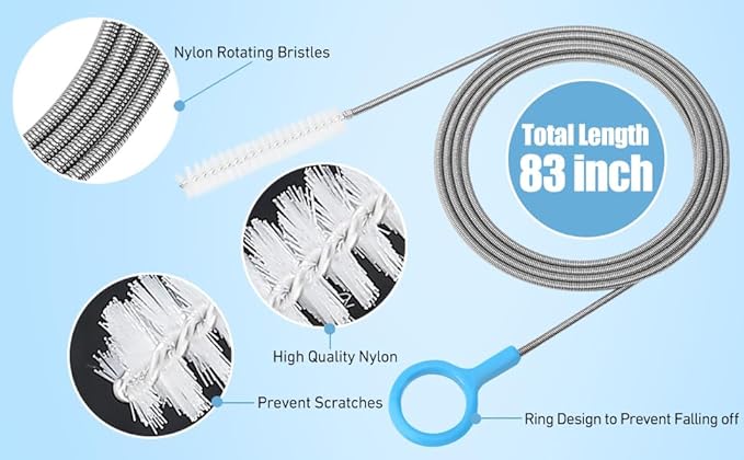 Flexible Pipe Cleaner, Clog Remover for Sink, Household Sewer Hair Brush, Long Drain Brush with Flexible Feeding Tube - 13pcs