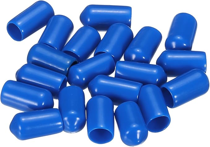 uxcell 20pcs Rubber End Caps 7.5mm ID Vinyl PVC Round Tube Bolt Cap Cover Screw Thread Protectors Blue
