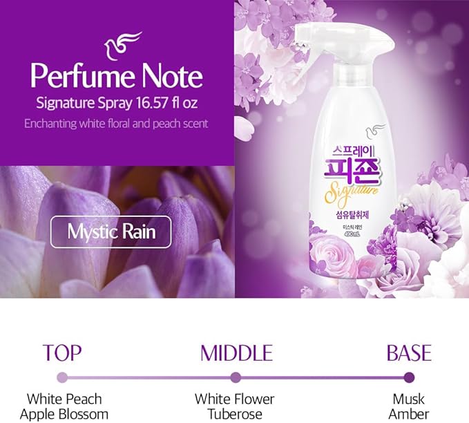 PIGEON Fabric Refresher, White Floral & Peach, Odor Eliminator for Home, Couch Spray Deodorizer, Fabric Refresher Spray for Furniture, Bed, Clothing, Curtains, Mystic Rain – Pack of 3