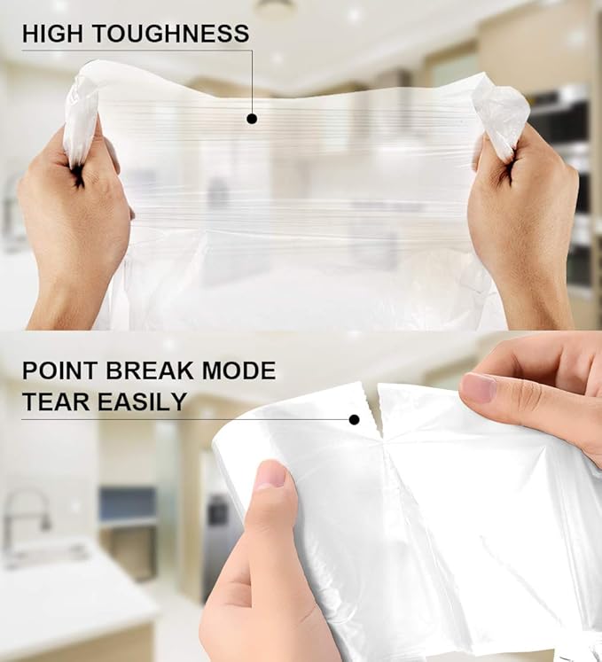 FORID 1.2 Gallon Garbage Bags, 220 Count, Small, Clear –Wastebasket Bin Liners for Bathroom, Bedroom, Office, Garbage Can - Durable & Thick Trash Bag