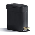 CEROELDA Small Bathroom Trash Can with Lid Soft Close-5L/1.3 Gal Slim Garbage Can-Metal Step Wastebasket-Rectangle Narrow Waste Bin for Office, Bedroom, Toilet, Live Room (Embossed-Black)