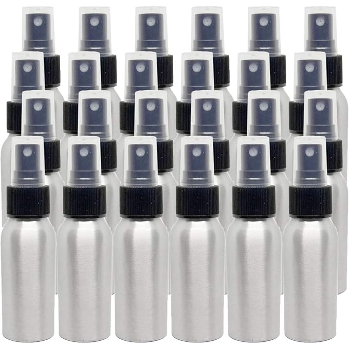 2 fl oz Aluminum Bottle with Black Spray Cap (24 Pack)