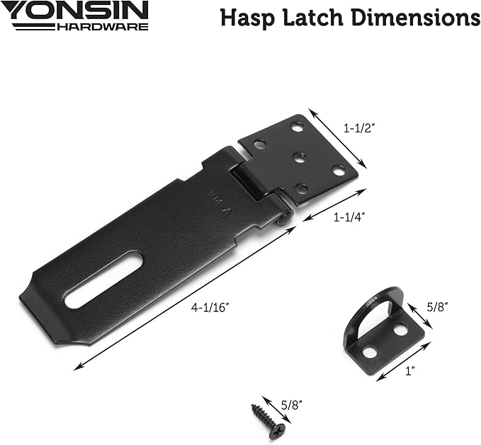 4" Door Padlock Safety Hasp Latch 2 Pcs, Door Hasp Clasp Lock Gate Shed Hasp Latch Lock for Door Window Cabinet Pet Cage Toolbox Shed Fence, 304 Stainless Steel, Matte Black Finish