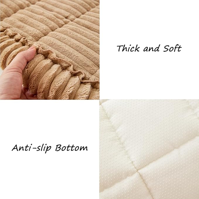 Couch Cover for Dogs Washable, Fuzzy Pet Couch Covers for 3 Cushion Sofa Pet Friendly, Non Slip Sofa Cover (Light Brown, 27.6" x 82.7"/70 x 210cm)