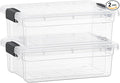 Superio Clear Storage Boxes with Lids, 1.27 Quart Plastic Container Bins for Organizing, Stackable Crates, BPA Free, Non Toxic, Odor Free, Organizers for Home, Office and Dorm, 2 Pack
