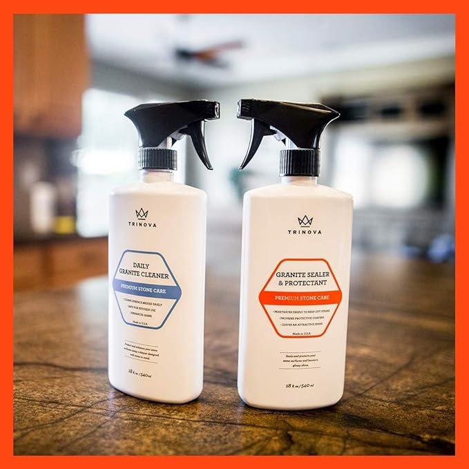 TriNova Granite Sealer & Protector Gallon Refill- Made in USA, Best Stone Polish, Protectant & Care Product - Easy Maintenance for Clean Countertop Surface, Marble, Tile