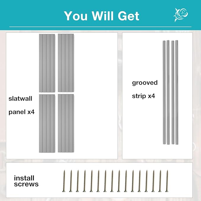 NeatiEase Slatwall Panel Wall Storage Systems, 4 x 4ft Slat Wall Paneling Garage Wall Organizer, Heavy Duty Wall Mounted PVC Wall Rack (Gray)