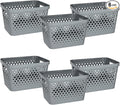 Glad Plastic Storage Basket Set, Value Pack of 6 | Open Storage Bins for Shelves, Bathroom, Pantry, Closet | Nesting Organizer Boxes with Handles, 4 Gallon, Grey