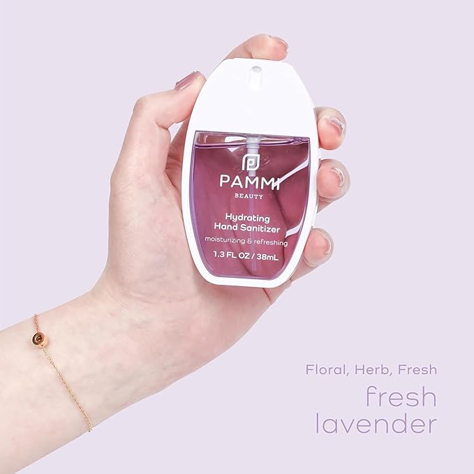 PAMMI Power Mist Hydrating Hand Sanitizer Spray, Portable Travel Size Pocket Hand Sanitizer, Scented Handsanitizer Mini Spray For Car - 600 Sprays (2 Packs (White Peach))