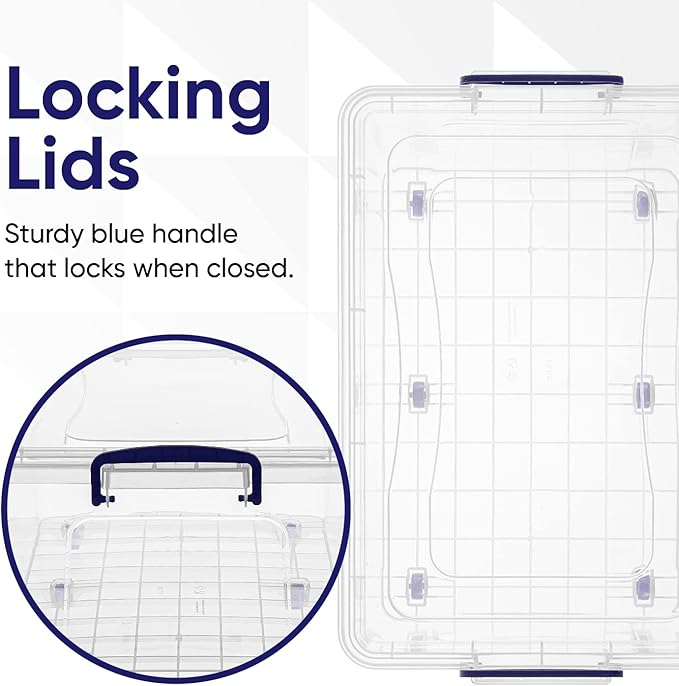 Superio Storage Bins with Lids, Clear Plastic Containers for Organizing, Stackable Totes, BPA Free, Odor Free, Organizer Boxes for Home, and Dorm (4 Pack, 32 Quart)