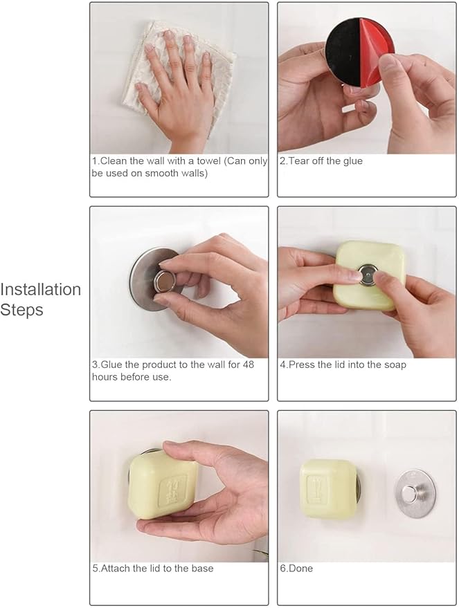 Magnetic Soap Holder Self Draining, 1Pcs Bar Soap Holder for Shower Wall, Stainless Steel Soap Savers for Bar Soap, Kitchen/Bathroom Soap Dishes, Easy Clean Soap Holders (Silver)