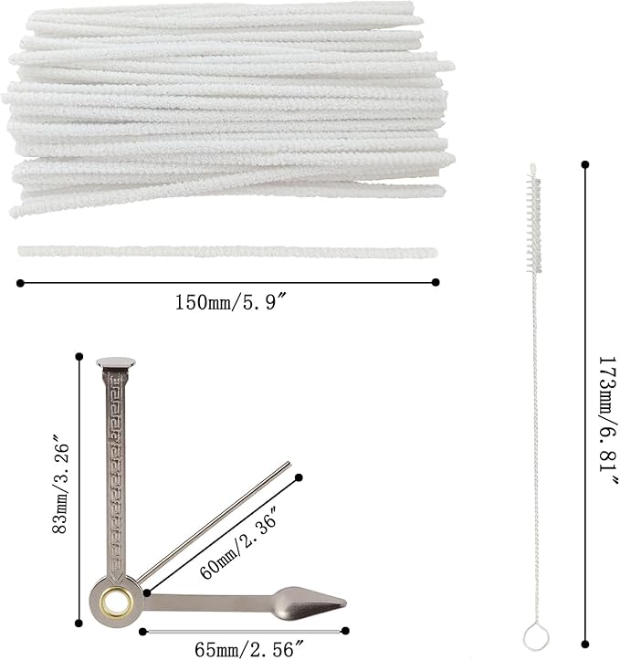 WAFJAMF Multifunctional Pipe Cleaning Kit,50 Pieces of Cleaning Strip 1 Pcs 3-in-1 Pipe Tamper Reamer and 5 Pcs Straw Brush
