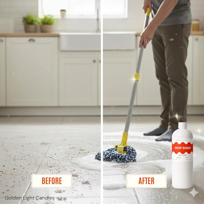 Mop Soap – Highly Scented Luxury Floor Cleaner Concentrate – Volcano Scent, Leaves Floors Shiny Without Any Residue – Multi-Surface Floor Mopping Solution, Made in USA, 32 oz