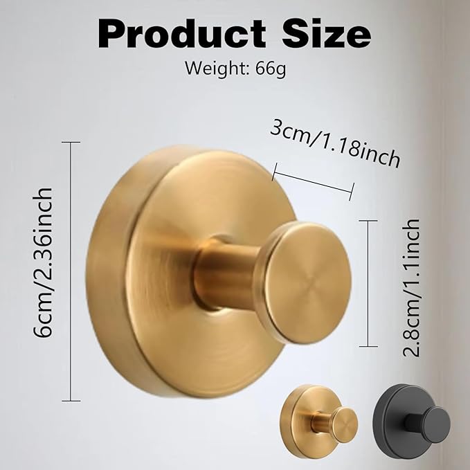 Suction Cup Hooks for Wreaths on Glass, 2025 New No Drill Suction Cup Hooks (4PCS-Gold)