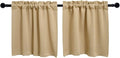 Pickluc Cafe Kitchen Curtains 36 Inches Long 2 Panels, Blackout Tier Curtains with Rod Pocket, Short Black Out Curtain for Small Window, 42" Wide and 36" Length, Set of Two, Beige.