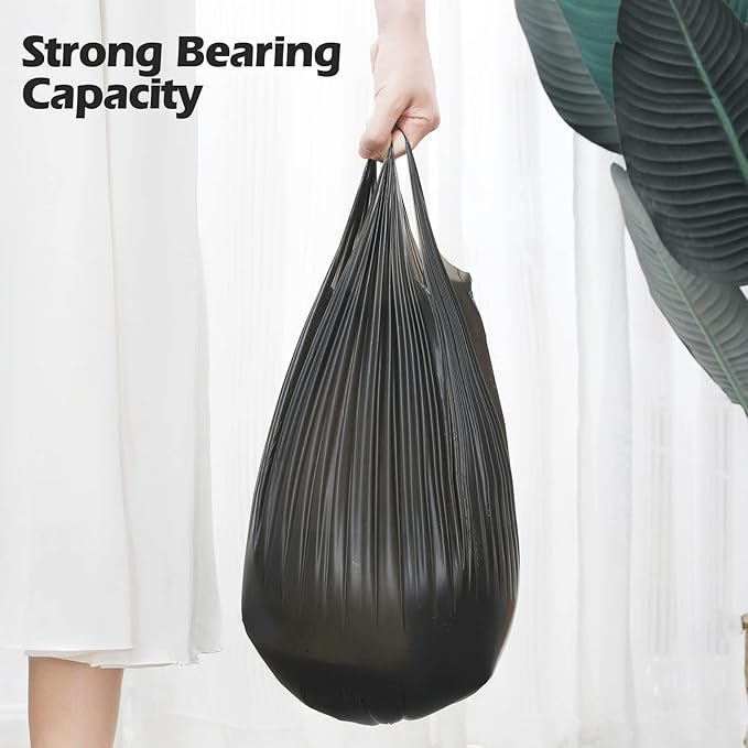 2-4 Gallon Portable Trash Bags,60 Counts Thicken portable Small Garbage Bags for Office, Kitchen,Bedroom Trash Can,Strong Trash Bags（Black）