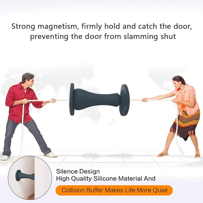 Door Stop, Silicone Magnetic Door Stop Holder Wall Mount Damage-Free with Durable Waterproof House Door Stopper,Eco-friendly Special Adhesive Door Stoppers No Need to Drill Collision Mute(Gray)