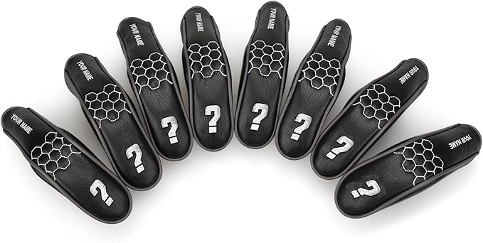 mytag 8PCS Golf Hybrid Iron Covers Set, Knit Hybrid Head Covers, Fits Cobra T Rail, Cleveland Launcher, Wilson Launch Pad, Tour Edge Hot Launch - Customizable