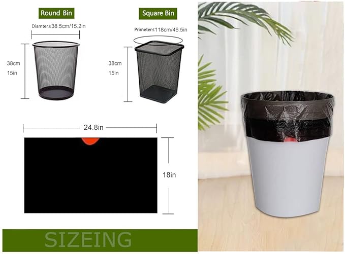 Feisco 6-7 Gallon Black Trash Bag,Medium Drawstring Garbage Bag Trash Can Liner,100 Counts,0.67 Mil