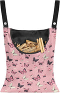 Butterfly Print Clothes Pin Hanging Bag, Stylish Clothespin Bag with Hanging Rope, Clothespin Organizer