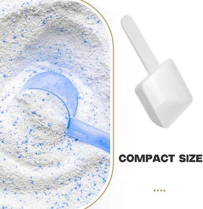 VOSAREA 30pcs Plastic Measuring Spoons Laundry Powder Small Scoops for Home Use Reusable and Portable Scooper for Powders (3.73X1.77X0.98 Inch)