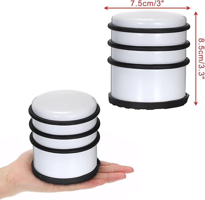 Sumnacon Heavy Duty Floor Door Stopper No Drill - Durability Stainless Steel Door Stop with Anti-Skid Rubber - Contemporary Safety Doorstop for Home Office Commercial Industrial,White