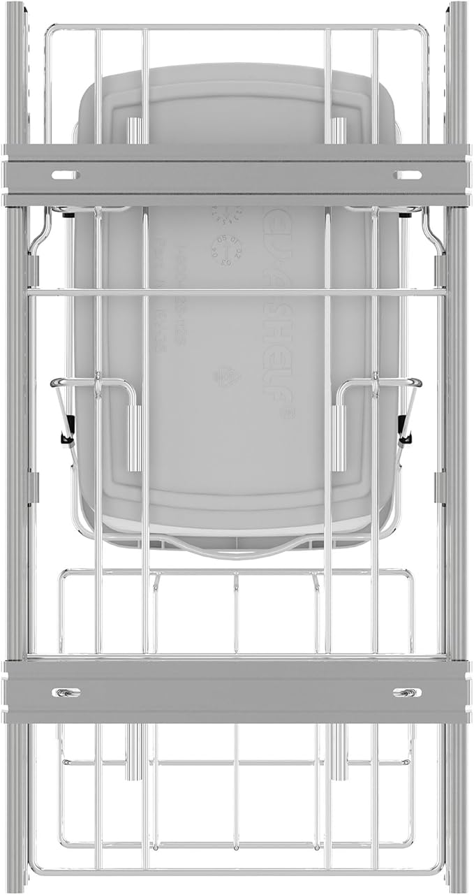 Rev-A-Shelf Pullout Trash Can for Kitchen Cabinets 35 Quart Garbage Waste Recycling Bin with Full Extension Slides, White, RV-12KD-11C