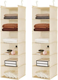 MAX Houser 6 Tier Shelf Hanging Closet Organizer, Closet Hanging Shelf with 2 Sturdy Hooks for Storage,2 Pack, Foldable (Yellow)